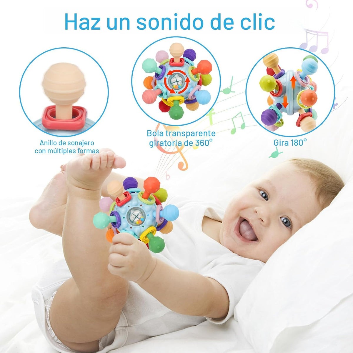 Juguetes Sensoriales Montessori para Bebés de 0-6 6-12 Meses, Morde...