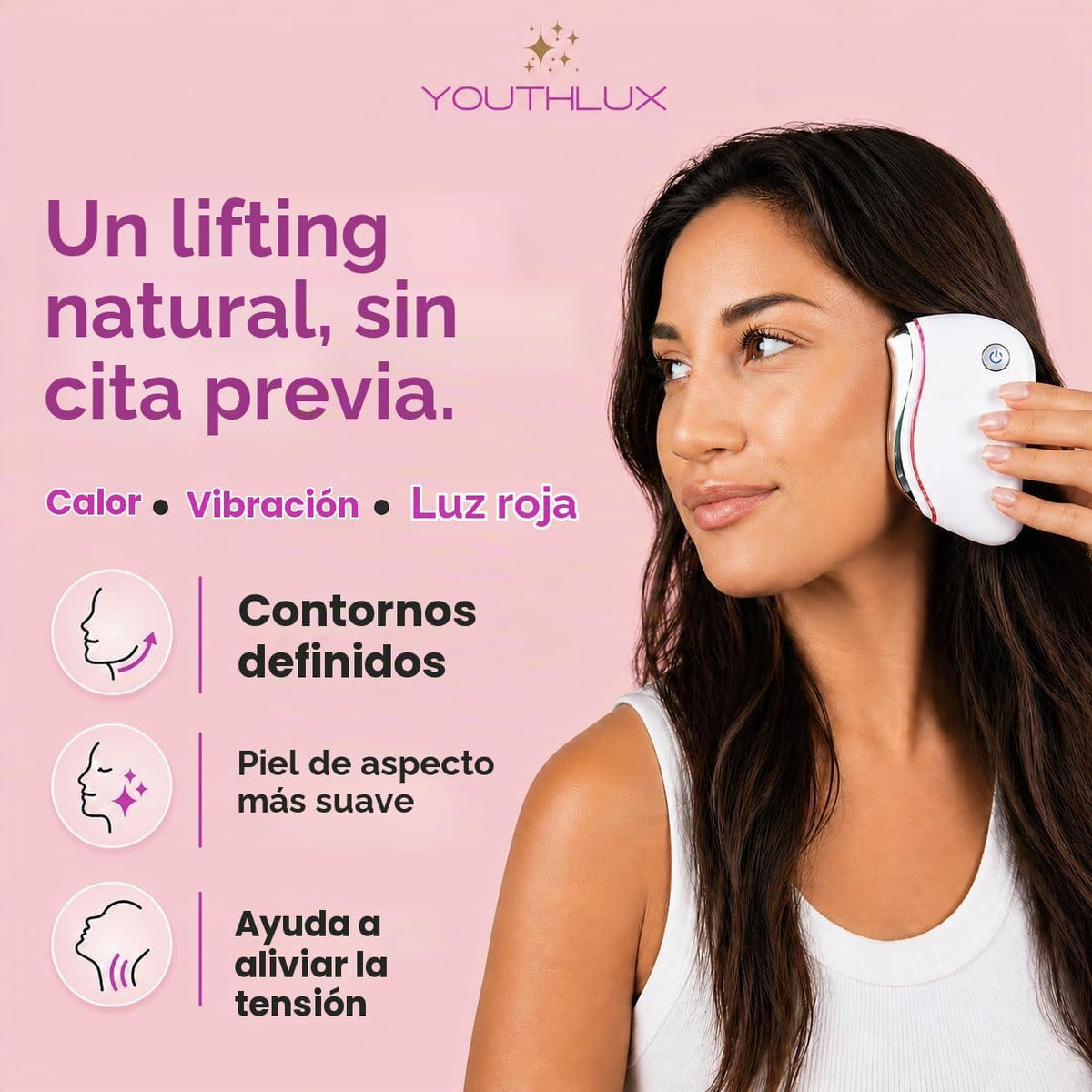 YOUTHLUX ProSculpt - Masajeador facial Gua Sha calentado, herramien...