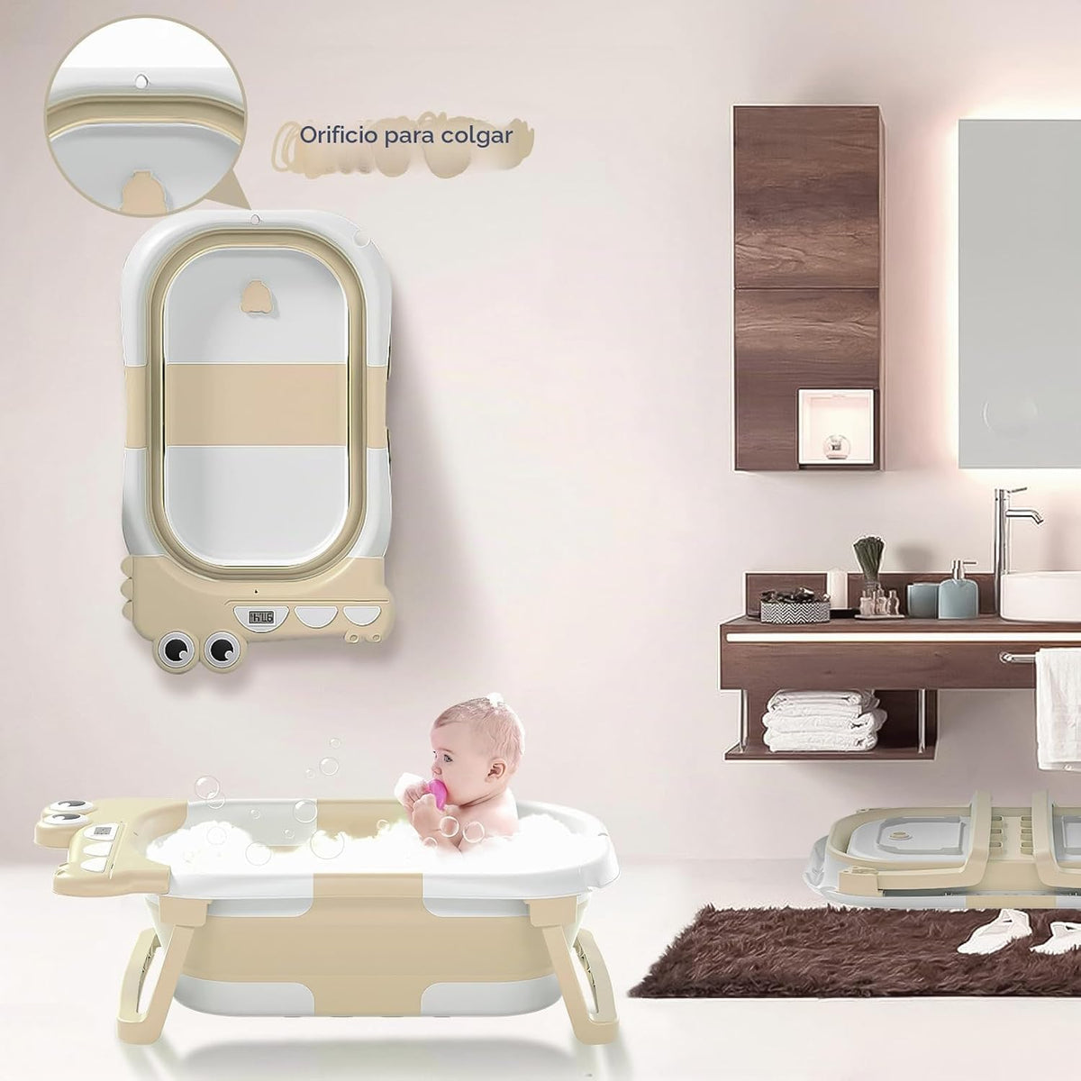 Bañera plegable para bebé recién nacido, bañera plegable para bebé...