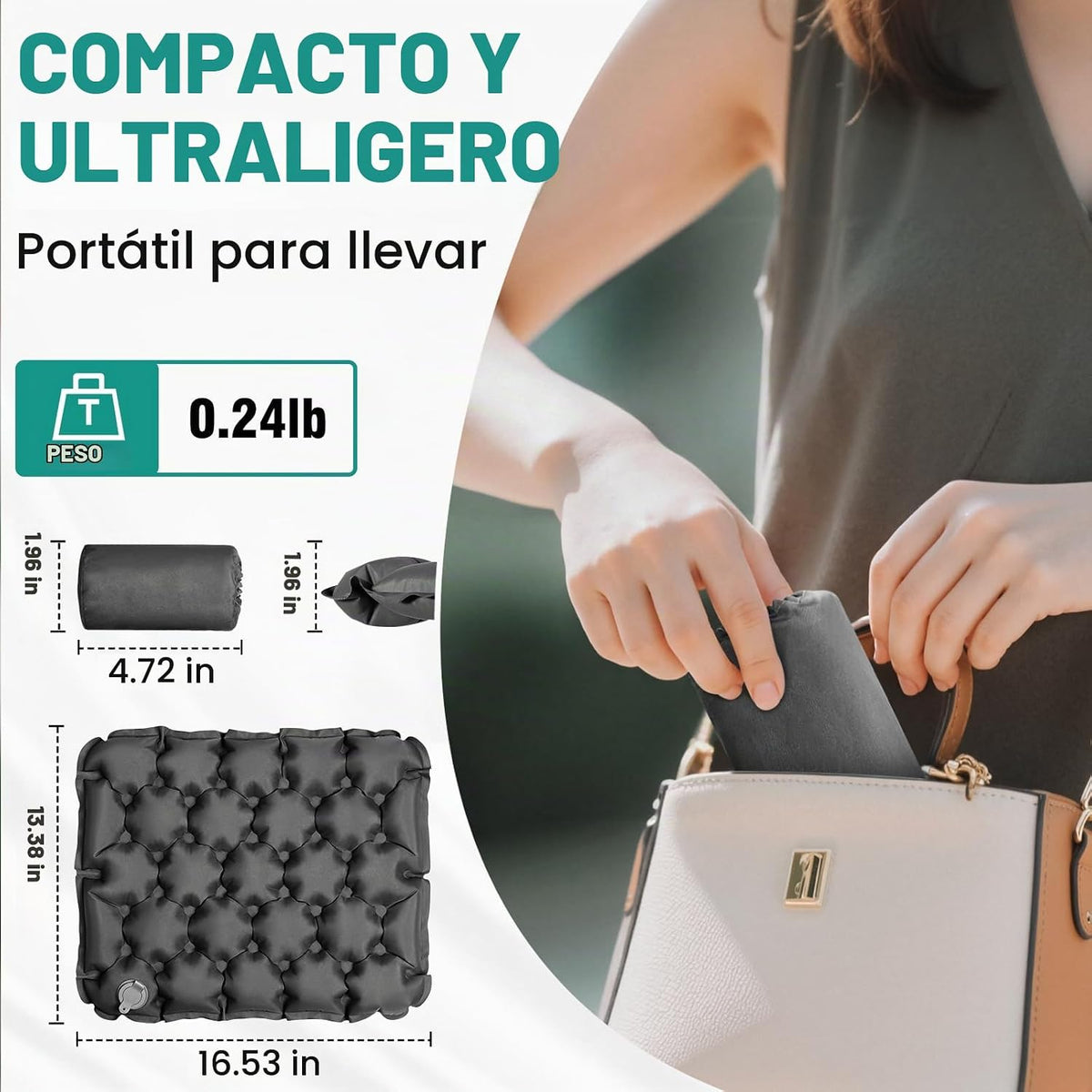GDREAMT Cojín de asiento inflable portátil y ligero para asiento de...