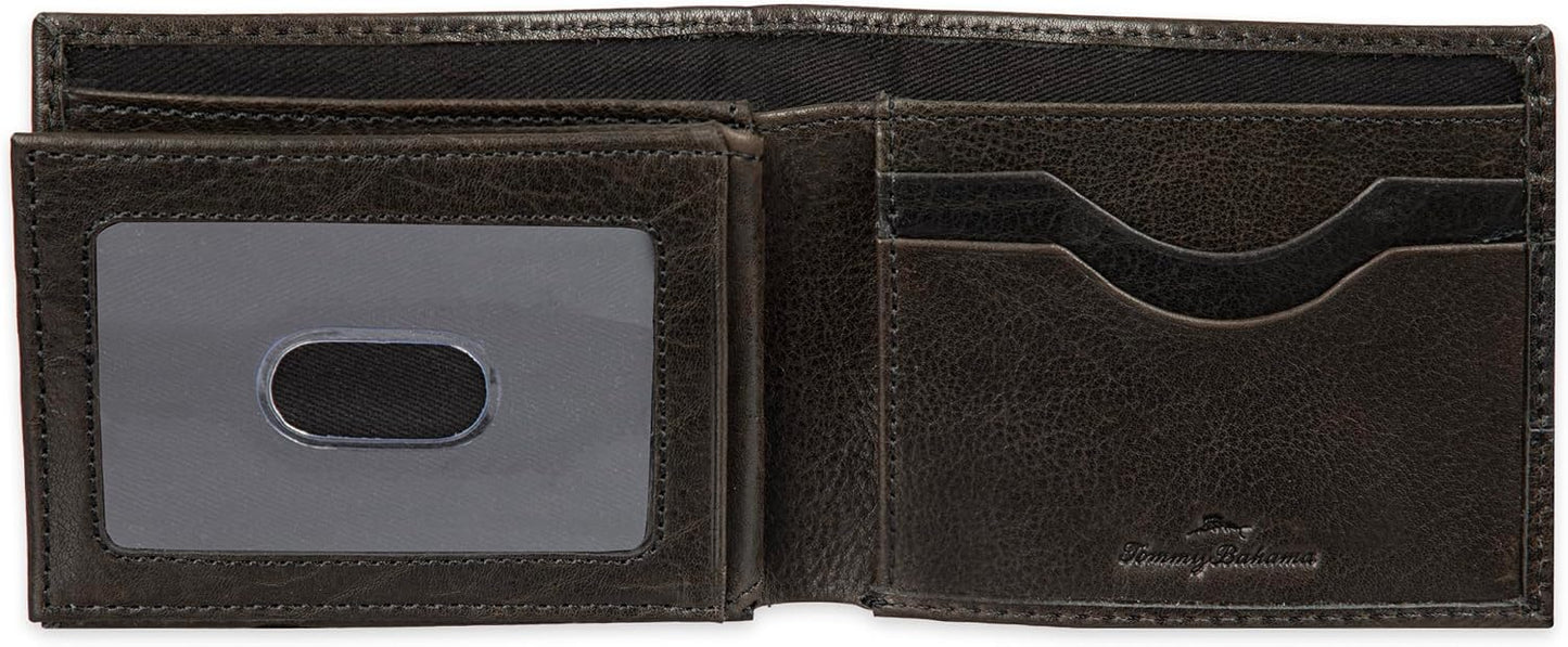 Tommy Bahama Cartera de cuero genuino para hombre con capacidad ext...