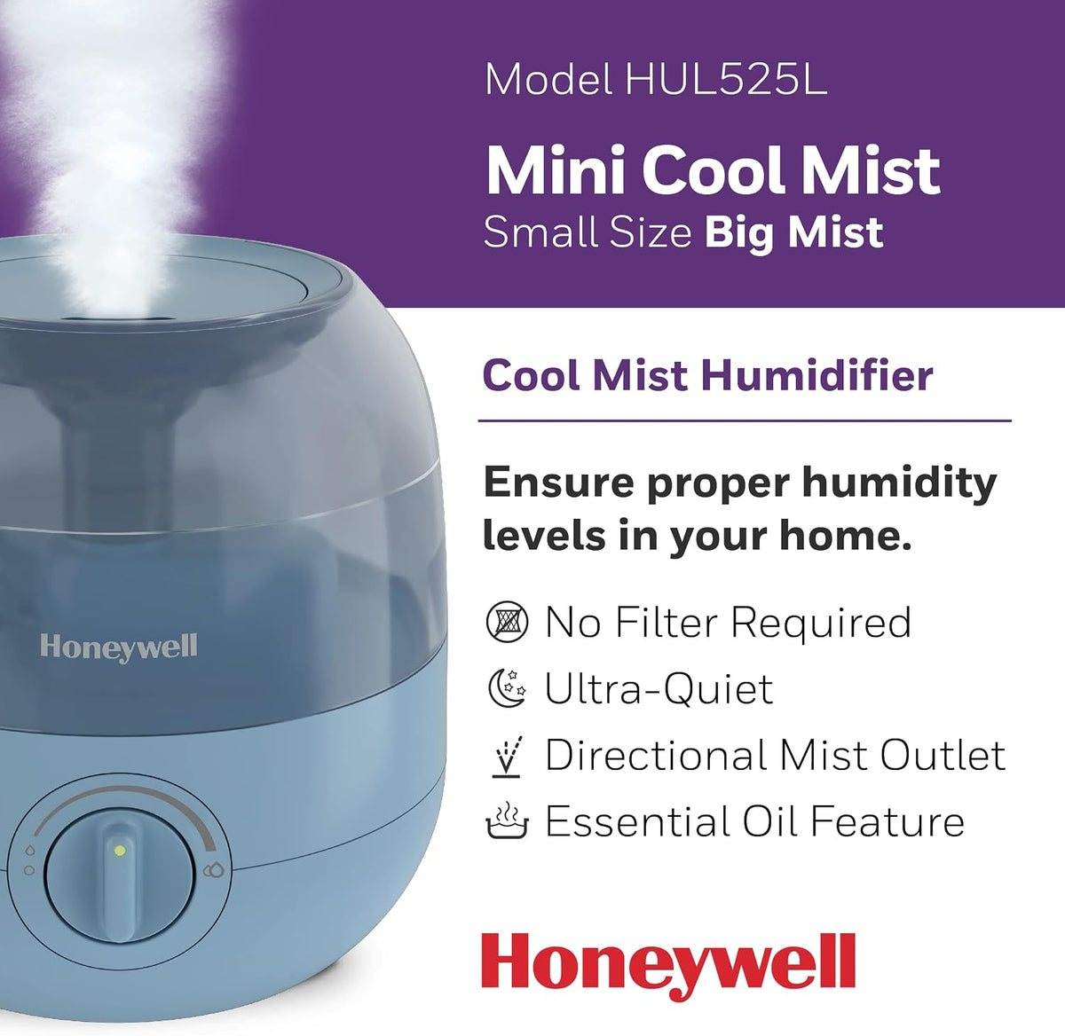 Humidificador mini de niebla fría Honeywell, fácil de llenar y limp...