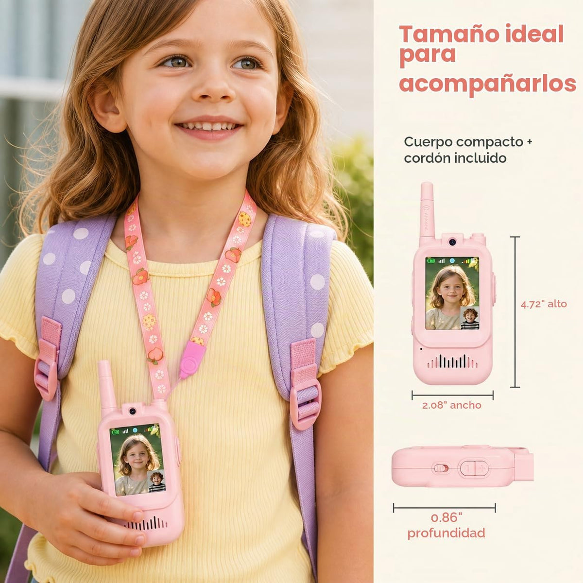 Walkie Talkies de video para niños, paquete de 2 recargables con pa...