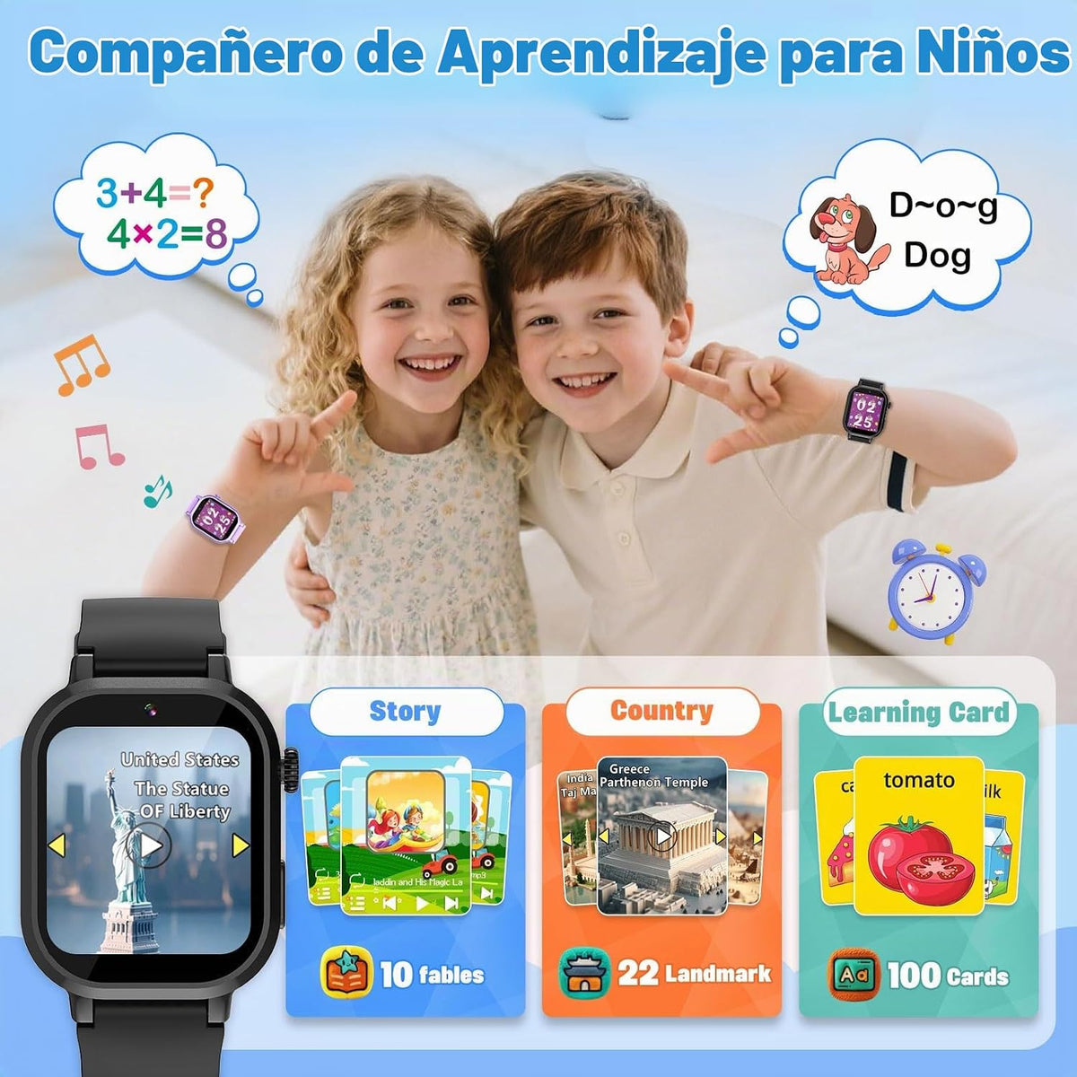 Wiszodet Reloj inteligente impermeable para niños, regalo para niño...