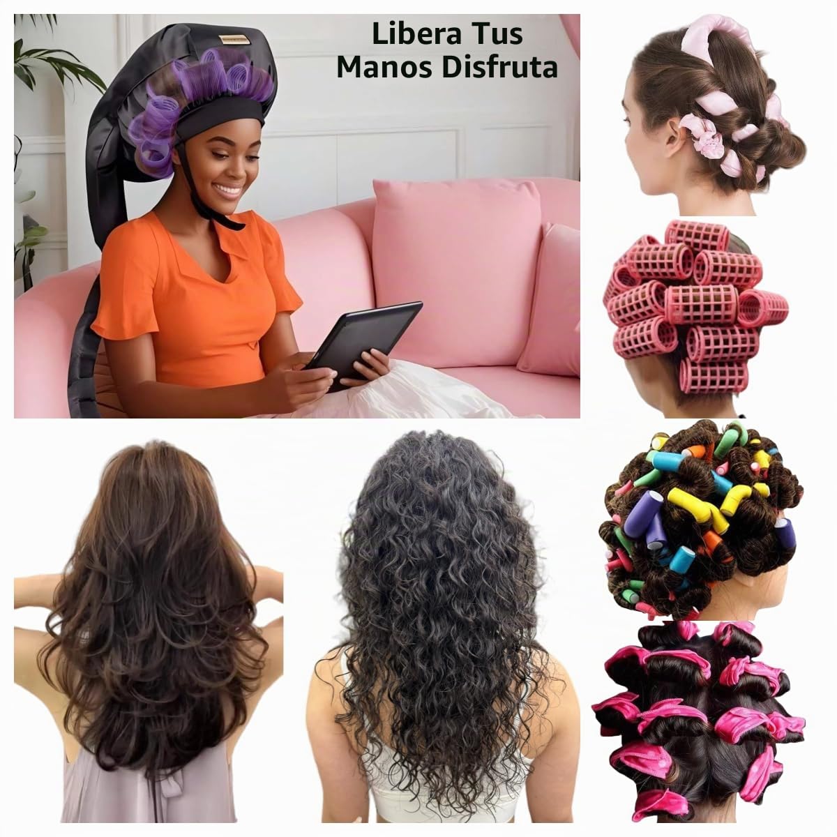 Capó de calefacción específico para rodillos de pelo, acorta el tie...
