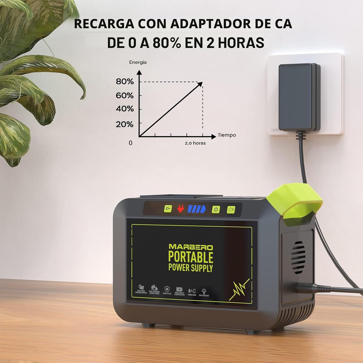 MARBERO - Estación de energía portátil, 88 Wh, batería de litio, ge...