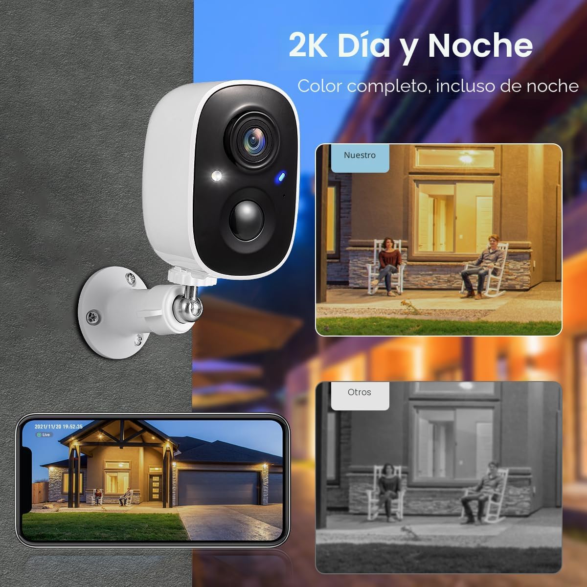 GMK Paquete de 4 cámaras, cámaras de seguridad inalámbricas para ex...