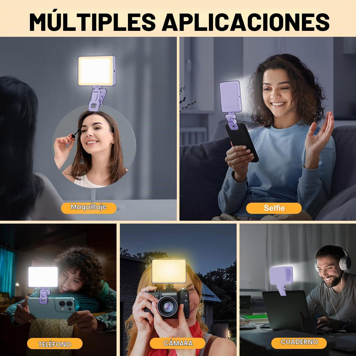 Luz de selfie de 120 LED para iPhone, luz de teléfono portátil con...