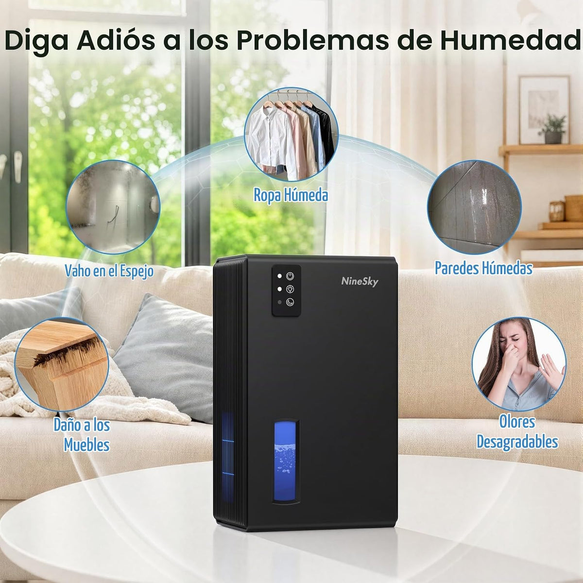 Deshumidificadores para el hogar, deshumidificador de 1000 pies cua...