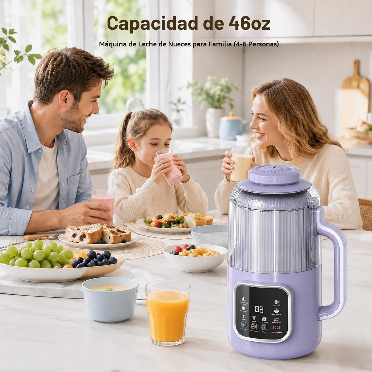 Flelano Máquina automática de leche de soja de 46 onzas, máquina el...