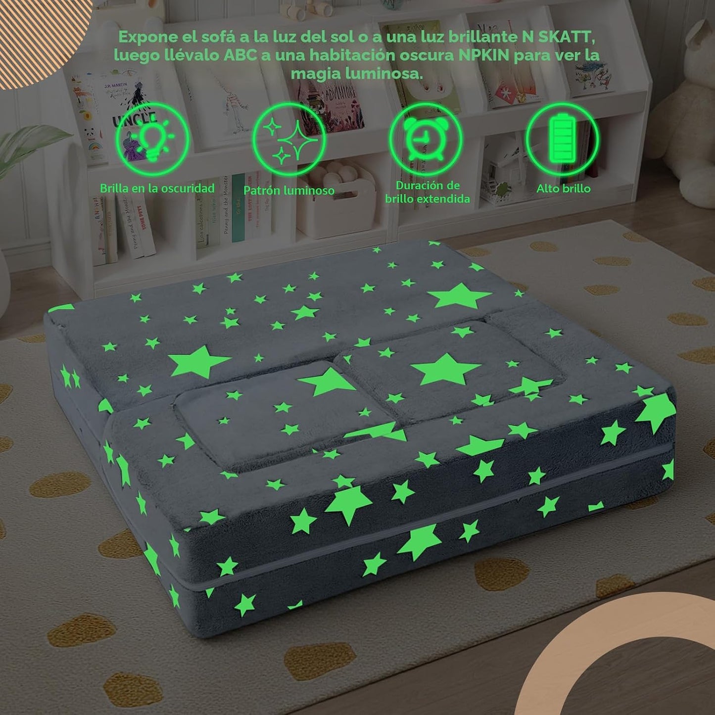 MeMoreCool Sofá infantil con estrellas que brillan en la oscuridad,...