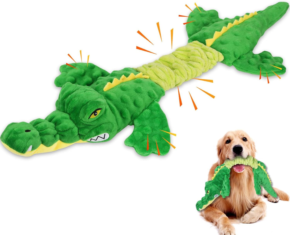 Letsmeet Juguetes Grandes de Cocodrilo Chirriante para Perros, Jugu...