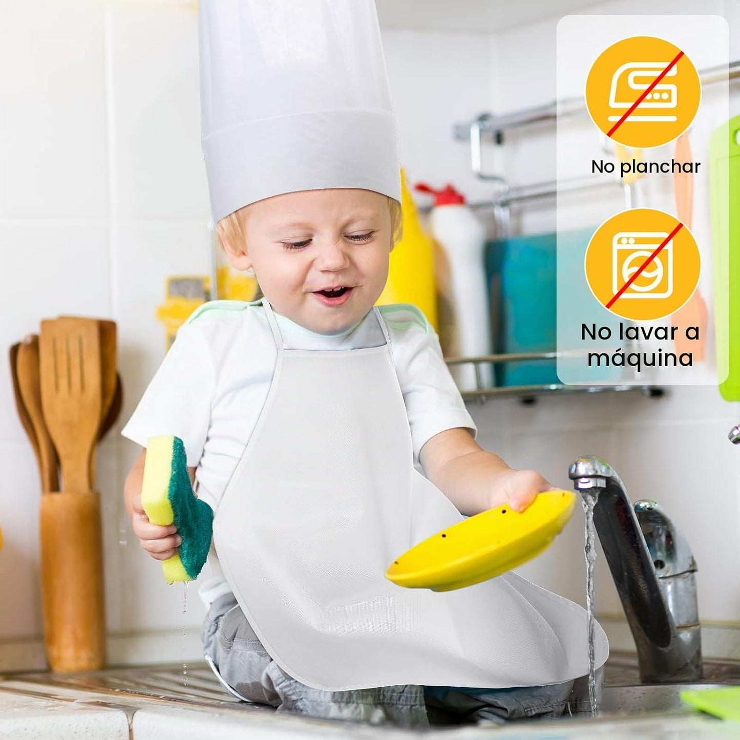 JaGely Juego de sombrero y delantal de chef para niños de 60 piezas...