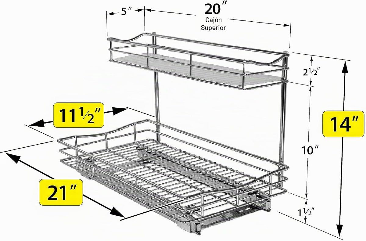 LYNK PROFESSIONAL® Organizador de gabinete de cocina extraíble para...