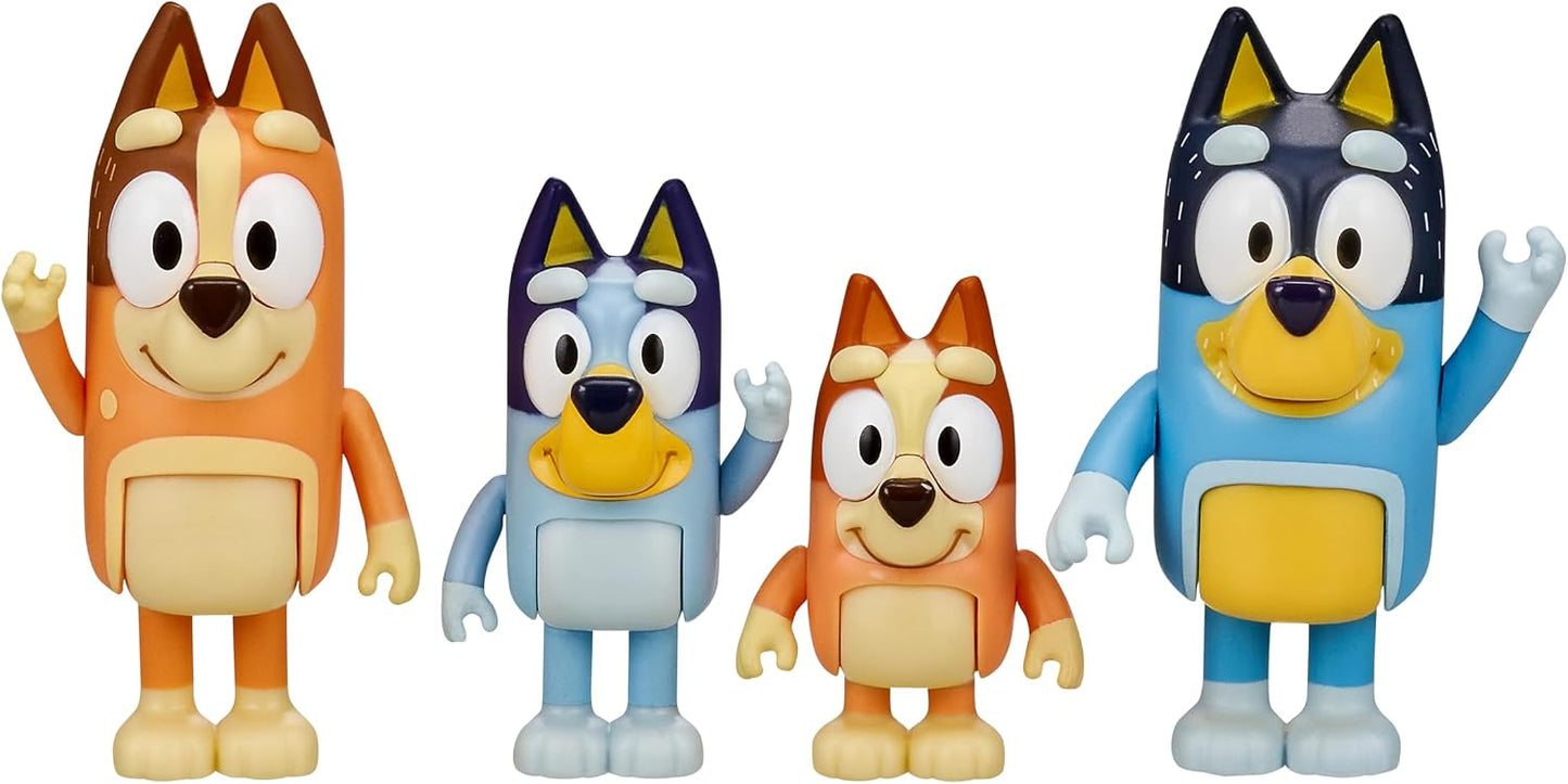 Bluey and Family - Paquete de 4 figuras de 2.5-3 pulgadas posables...