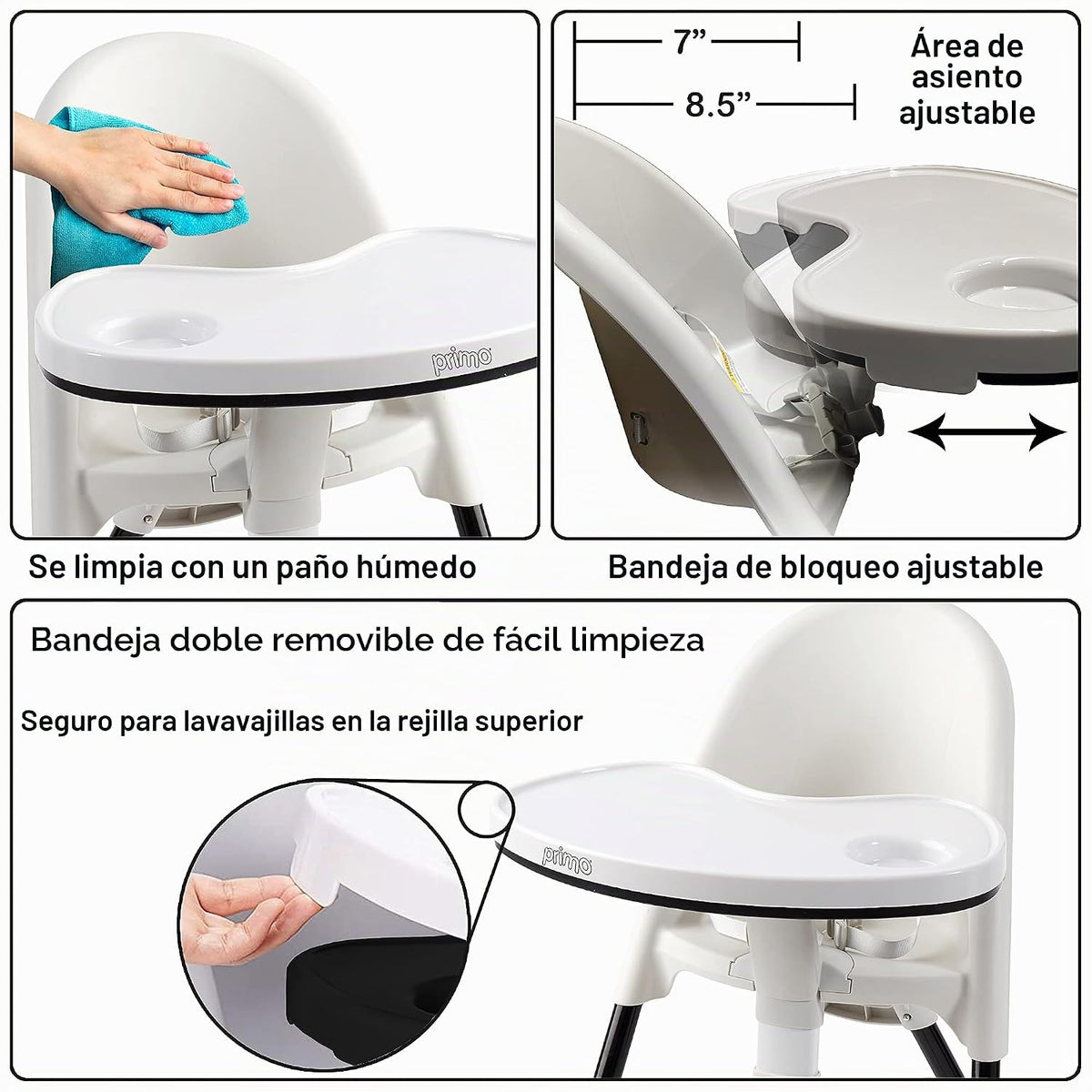 Primo Cozy Tot - Silla alta plegable convertible de lujo y silla pa...