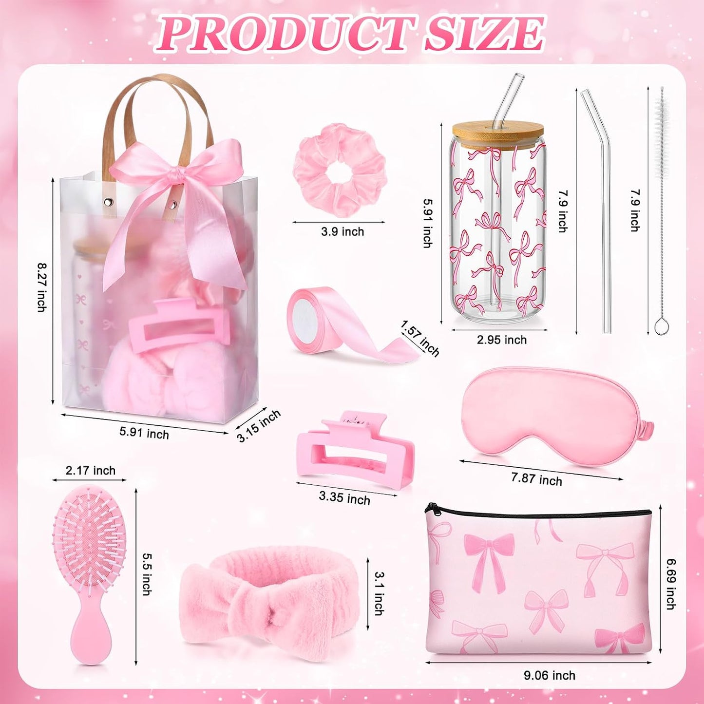 Mifoci 50 unidades de regalos de cumpleaños con lazo rosa para adol...