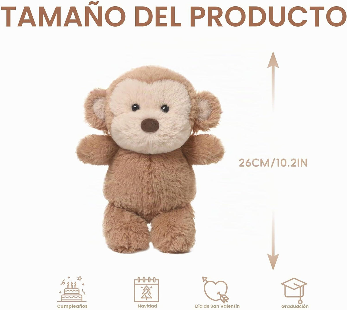 Niceween Mono de peluche de mono de peluche, regalo suave y de prim...