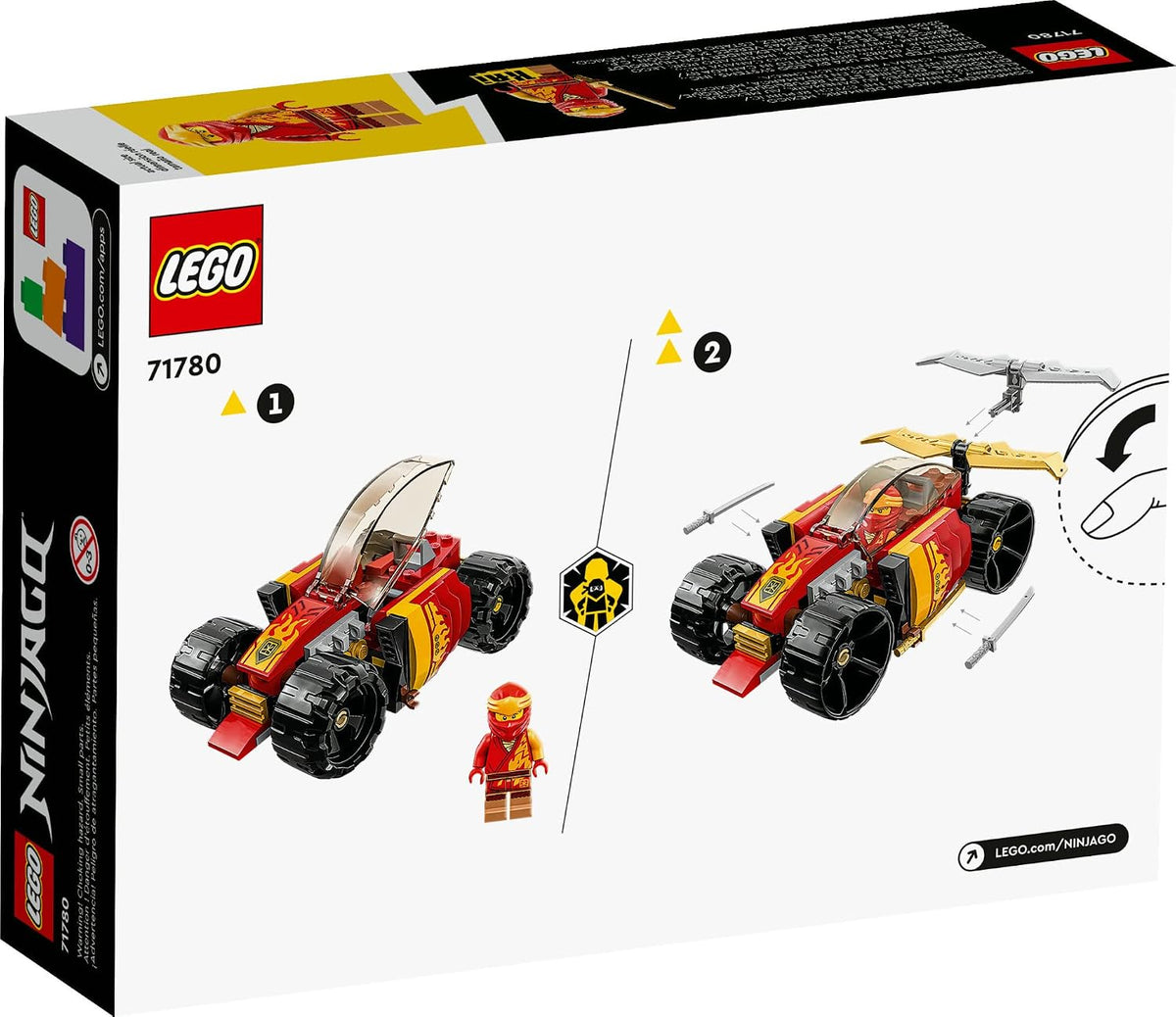 LEGO NINJAGO Kai's Ninja Race Car EVO, juego de juguetes de con...