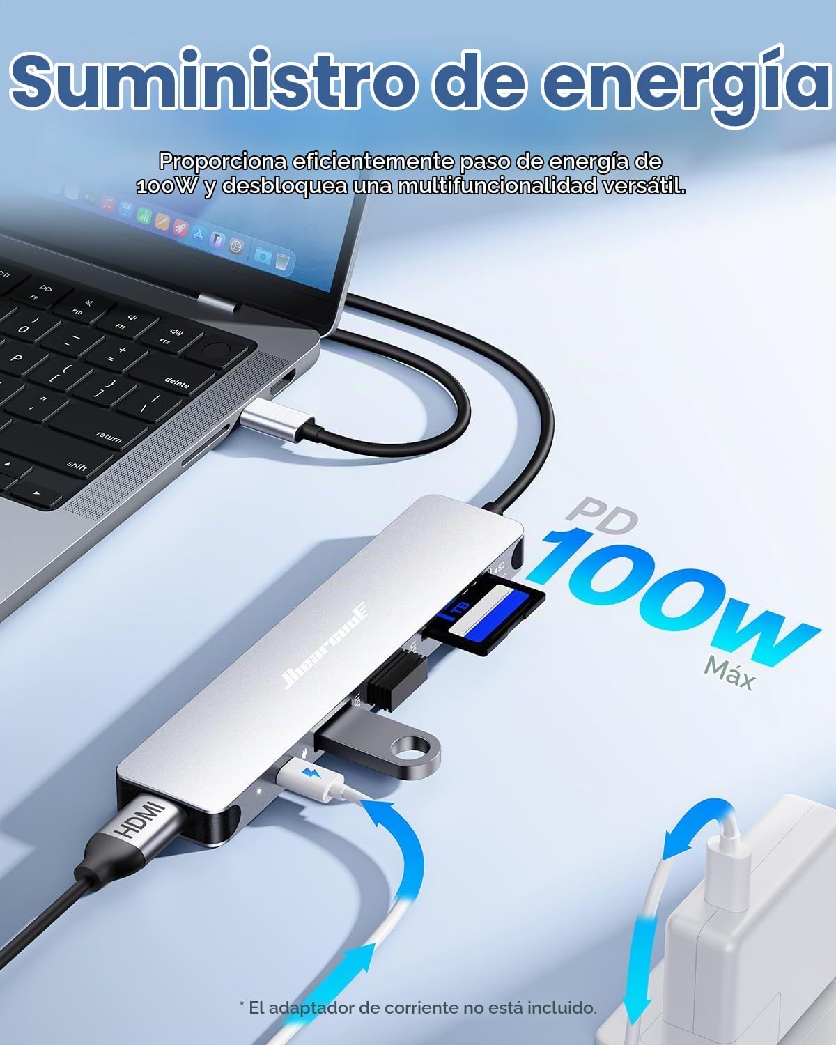 Hiearcool - Hub USB C 7 en 1, compatible con MacBook, color platead...
