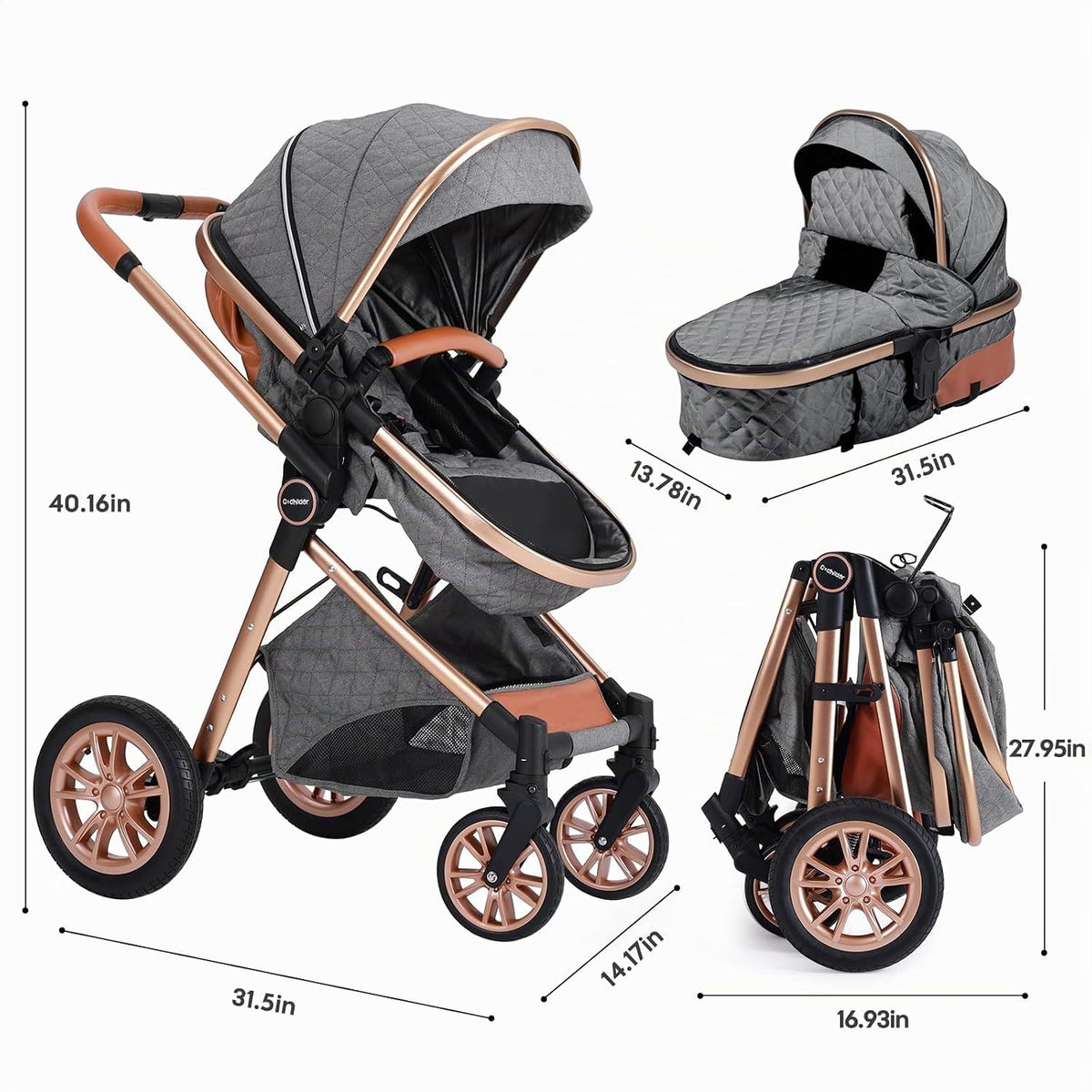 Cochildor DuraFlex - Cochecito de bebé 2 en 1, cochecito de viaje p...