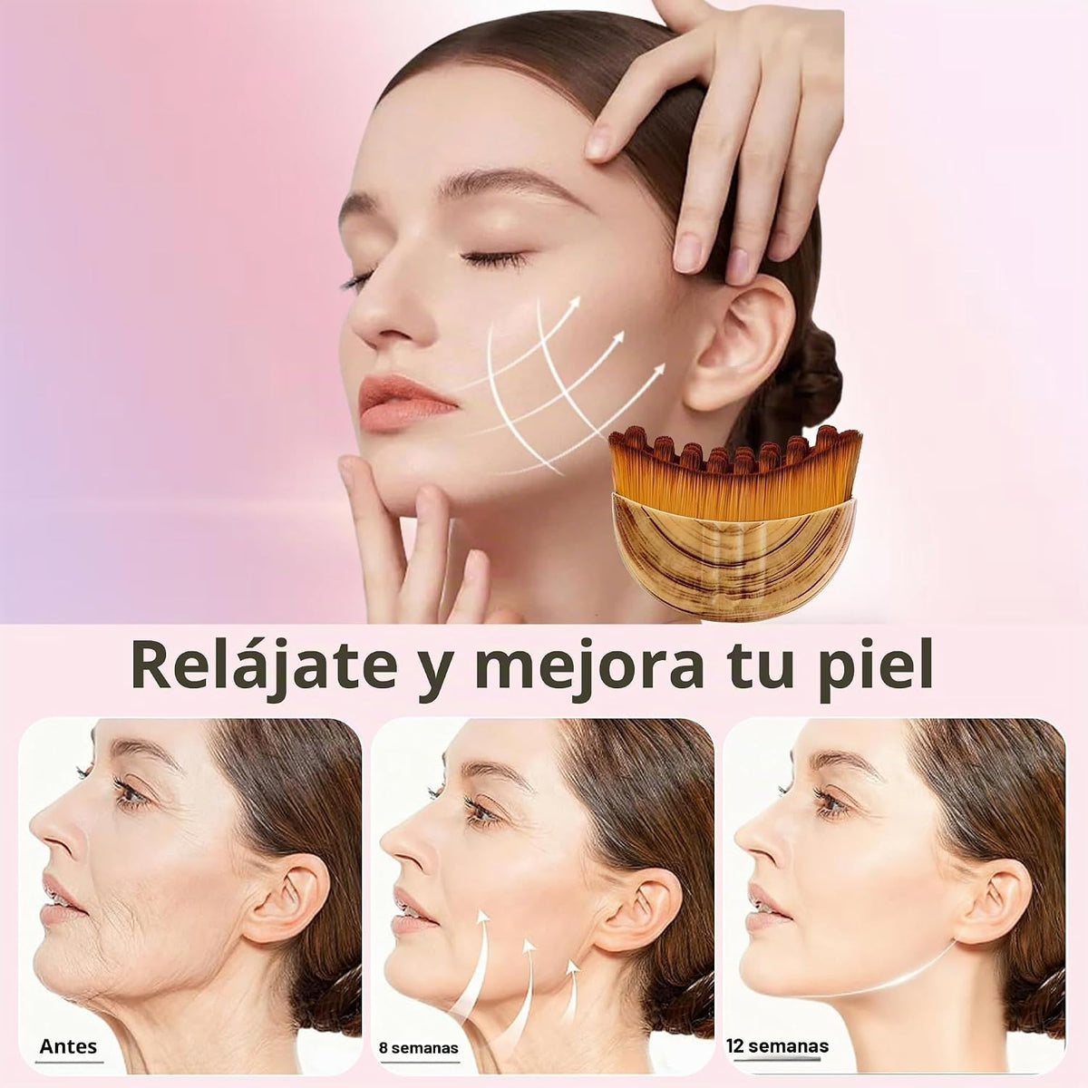 Cepillo facial de contorno linfático (1 unidad), masajeador de dren...