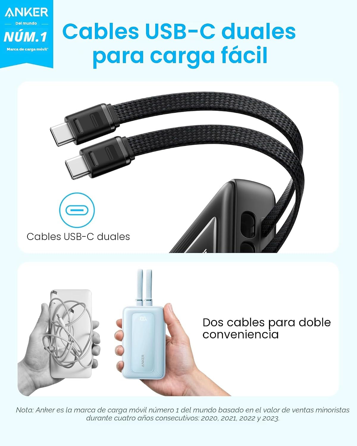 Anker Zolo - Banco de energía (versión actualizada 2025), carga ráp...