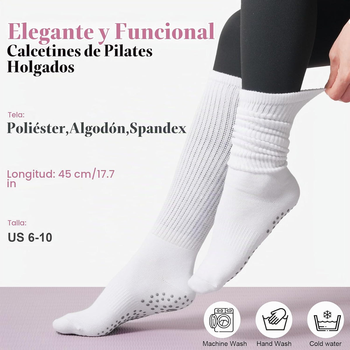 Calcetines de agarre para pilates para mujer, calcetines de yoga co...