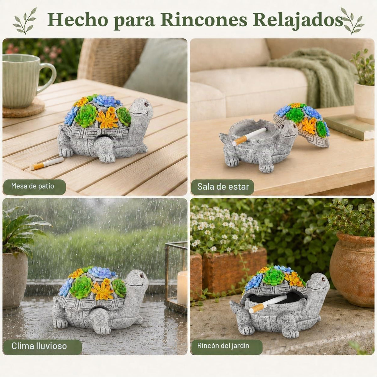 LESES Cenicero, cenicero al aire libre con tapa, sin humo, impermea...