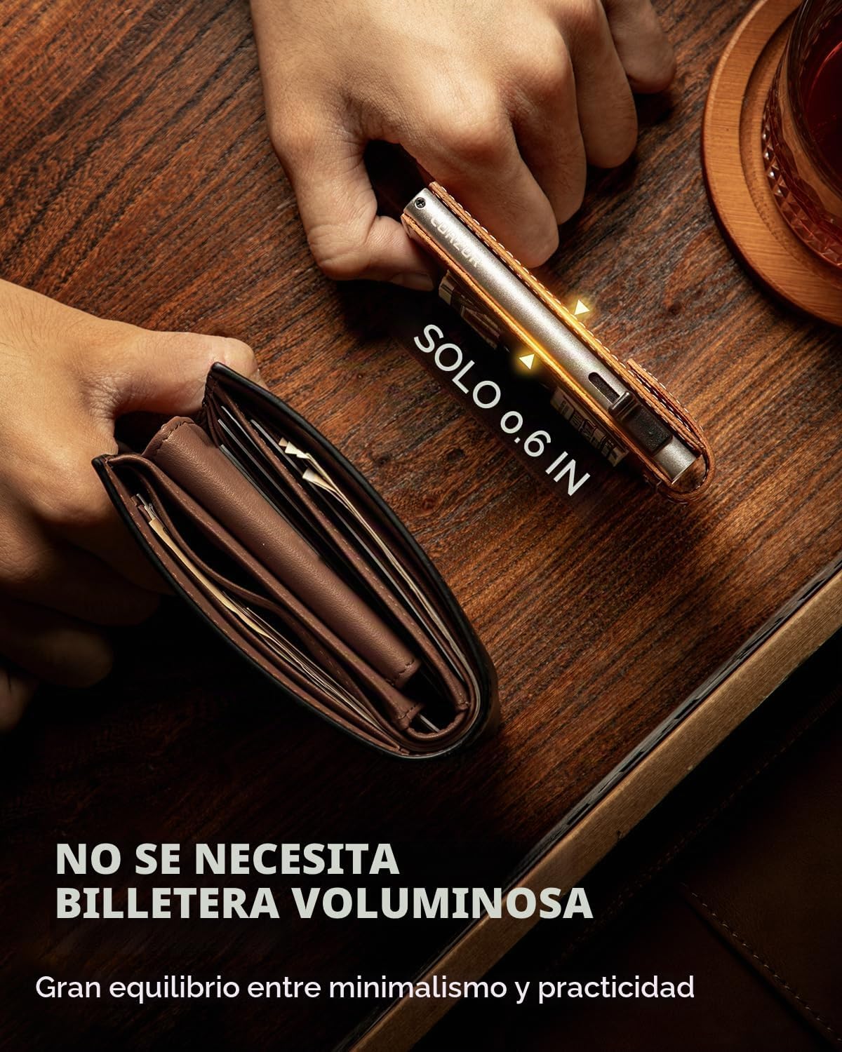 LORZOR Cartera delgada para hombres con cierre de seguridad, billet...