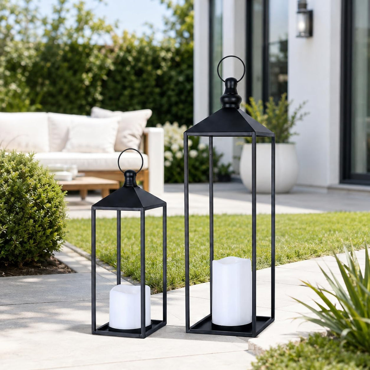Faroles LED decorativos para interiores y exteriores, juego de faro...