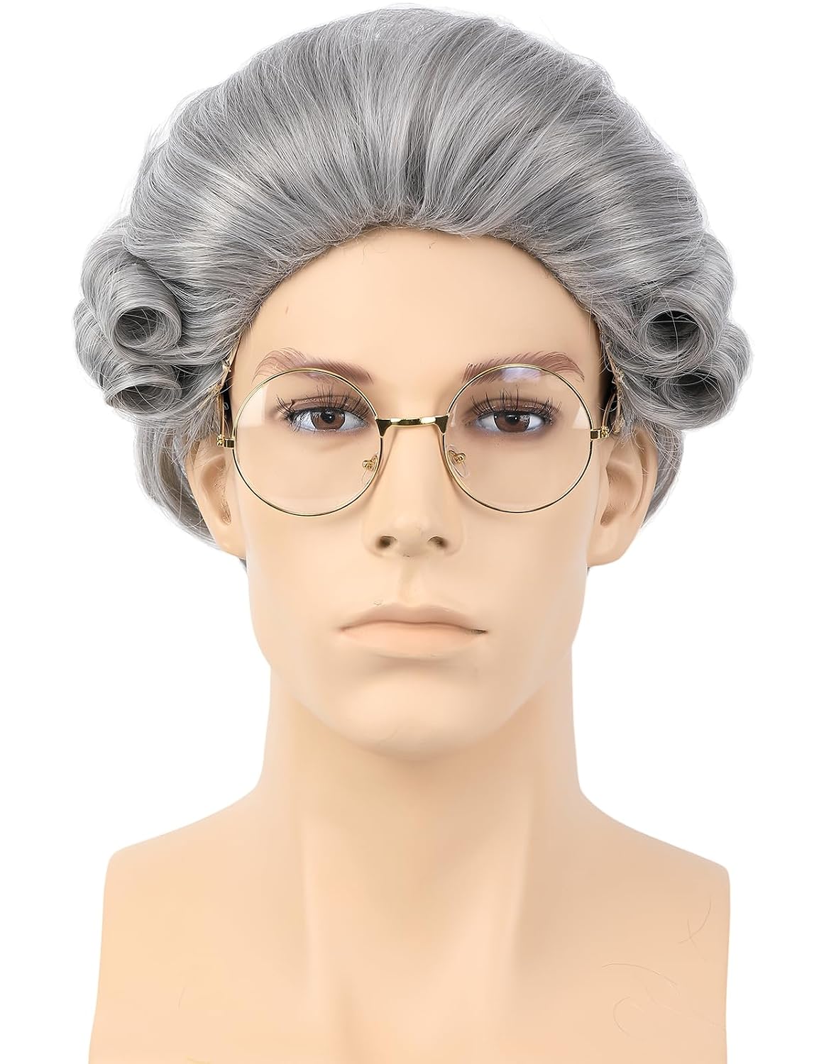Bettecos Peluca colonial de juez para hombre con anteojos, peluca l...