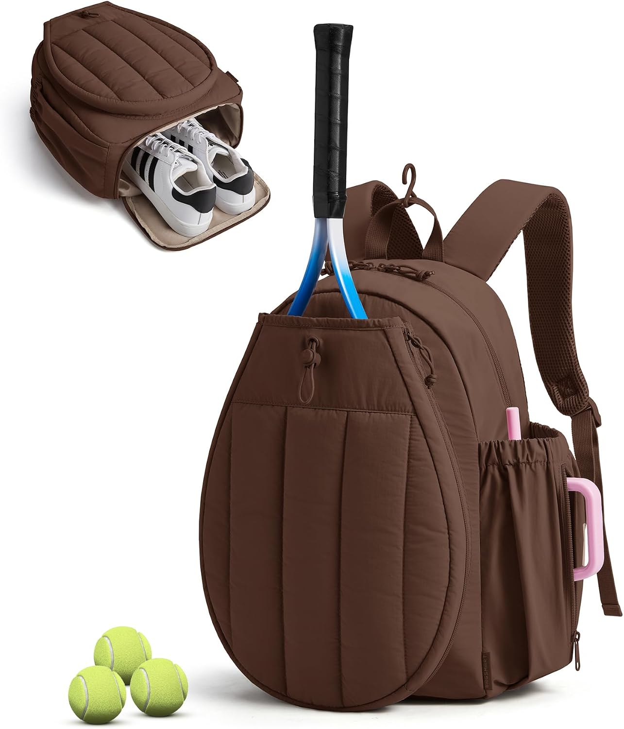 BAGSMART Bolsa de gimnasio de tenis para mujer, mochila acolchada p...