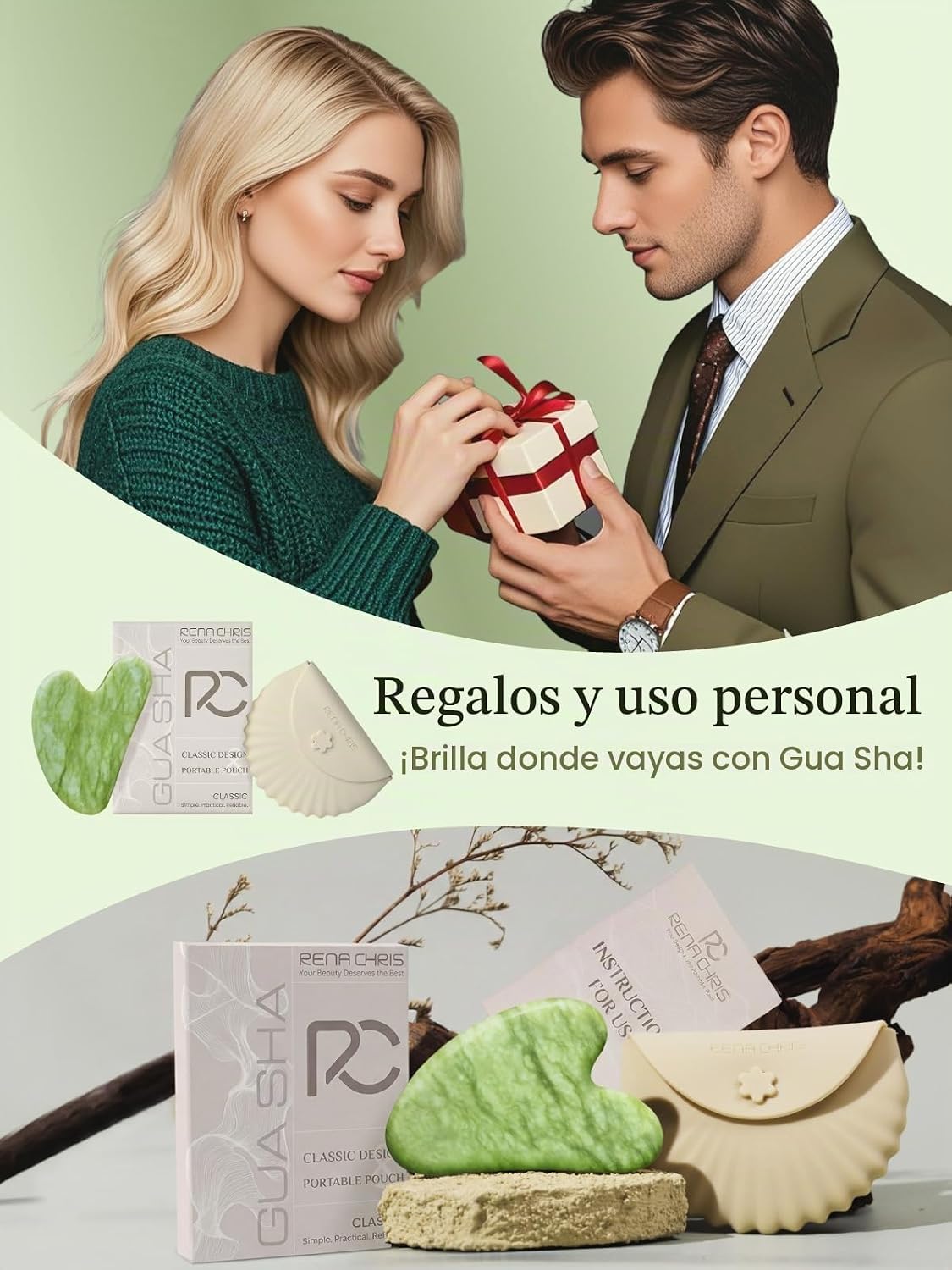 Rena Chris Herramientas faciales Gua Sha, herramienta de guasha de...