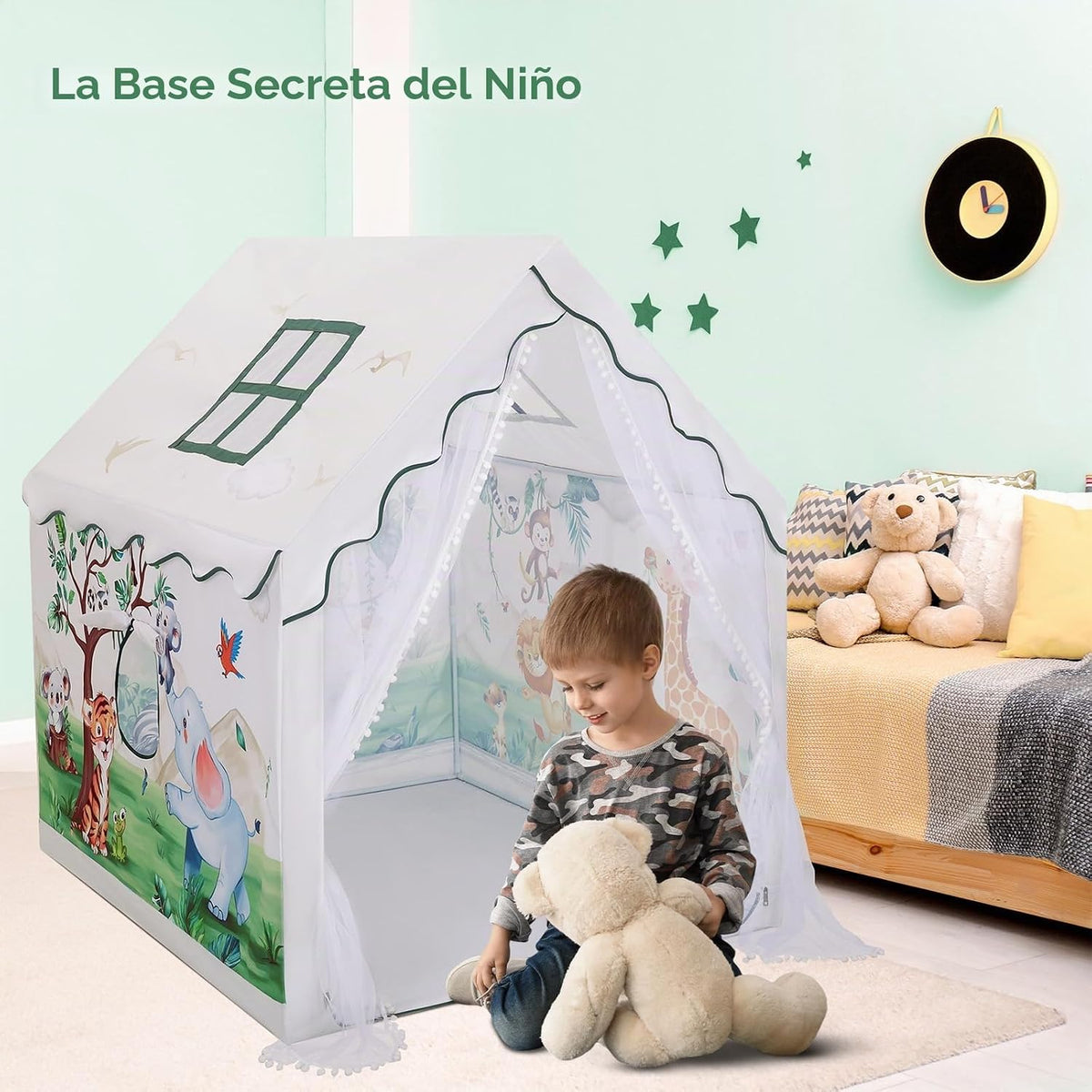 Tienda de campaña para niños y niñas, gran casa de juegos plegable...