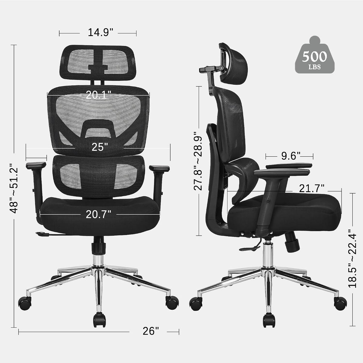 VECELO Silla de oficina ergonómica de respaldo alto, silla de escri...