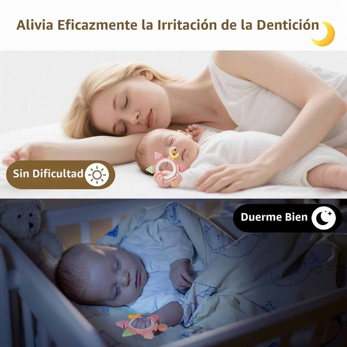 Hooku Mordedores de silicona para bebés de 6 a 12 meses, juguetes d...