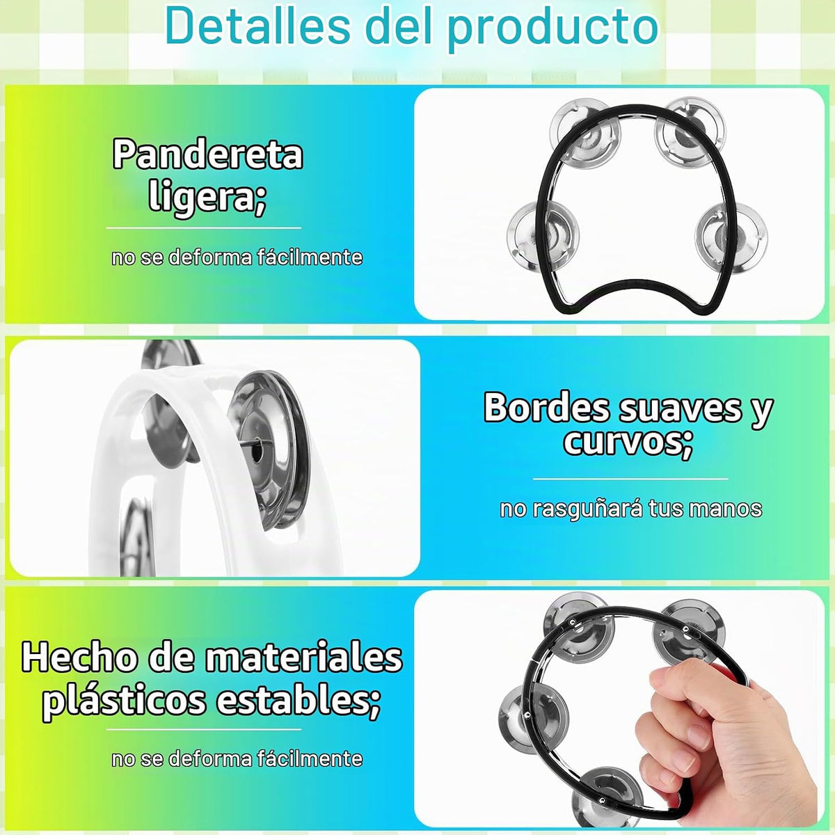 Paquete de 30 panderetas para niños y adultos, 4 campanas de mano,...
