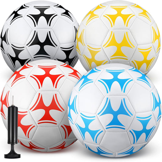 Tradder Paquete de 4 pelotas de fútbol con bomba, tamaño 3, 4, 5, p...