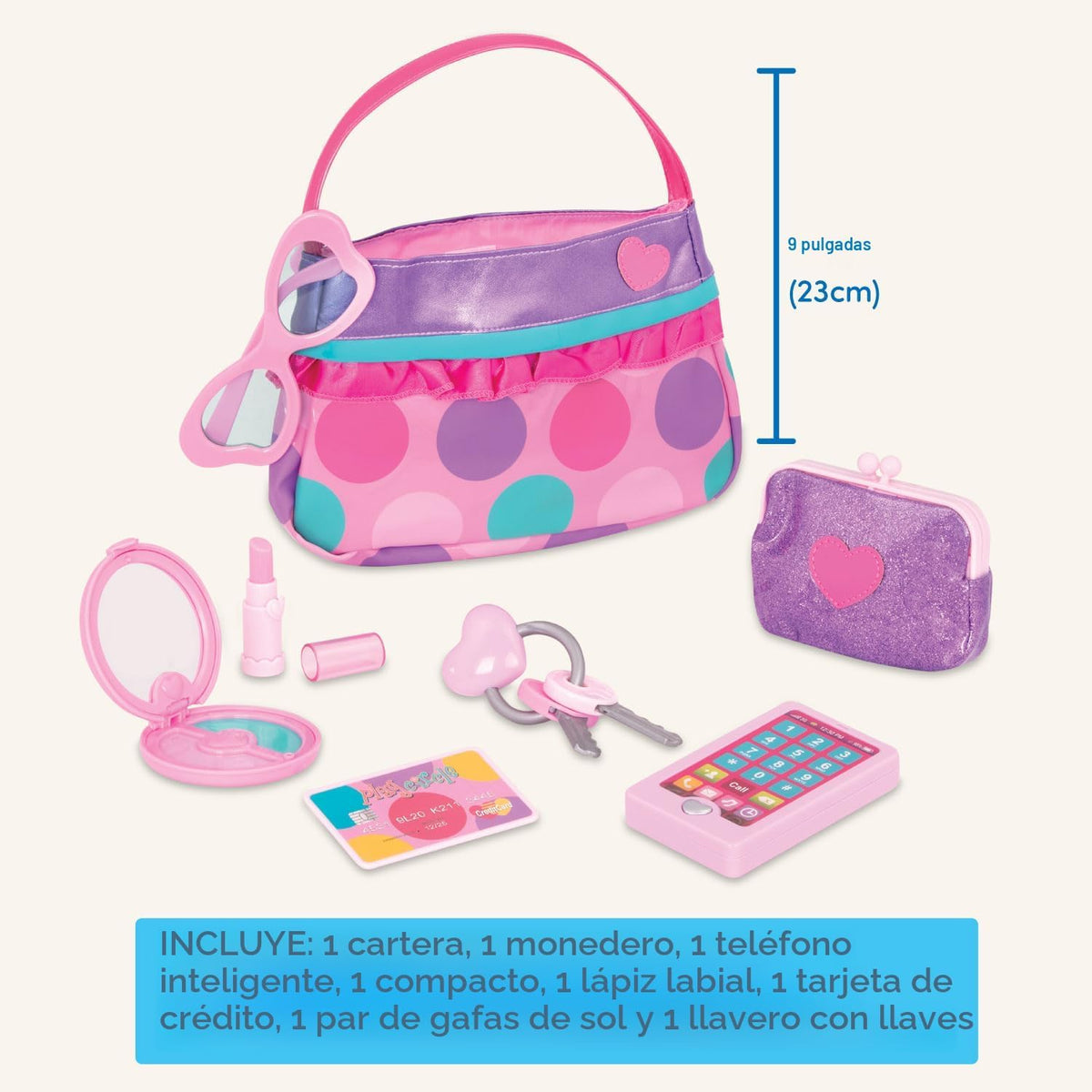 Juego de carteras de juguete para niños. | Incluye bolso, monedero,...