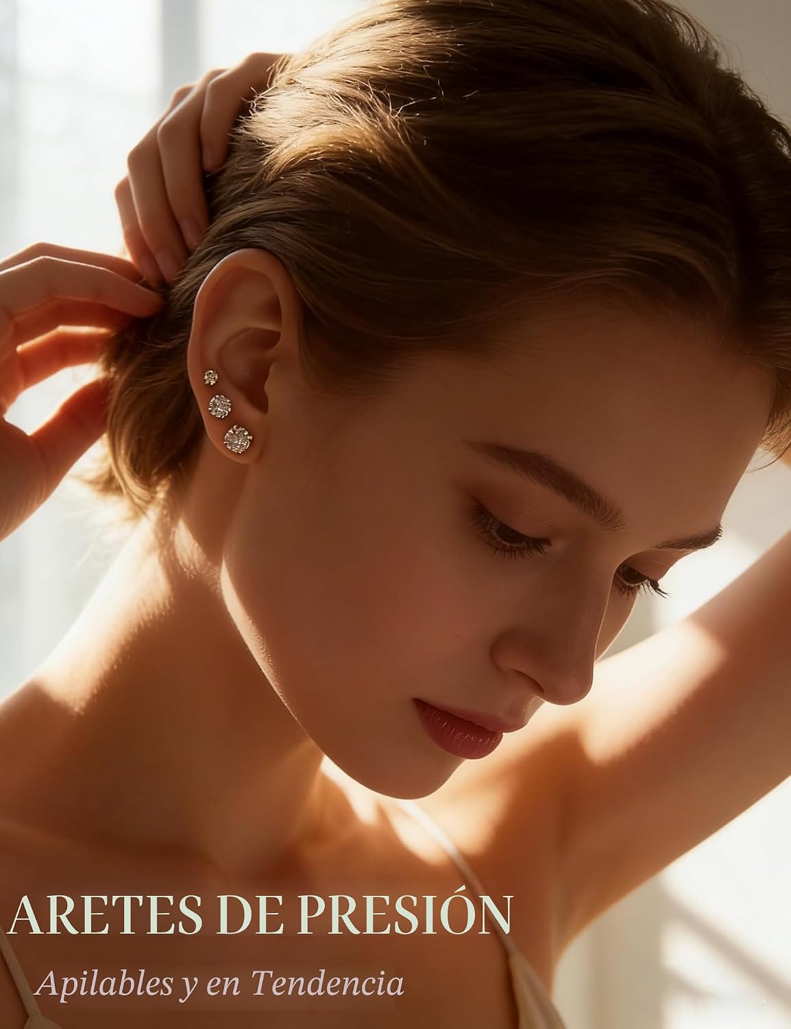 5 pares de aretes chapados en oro de 14 quilates para mujer, hipoal...