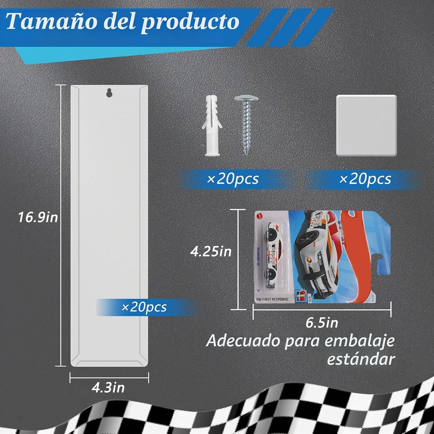 20 piezas de vitrina para modelos de coches con montaje en pared co...