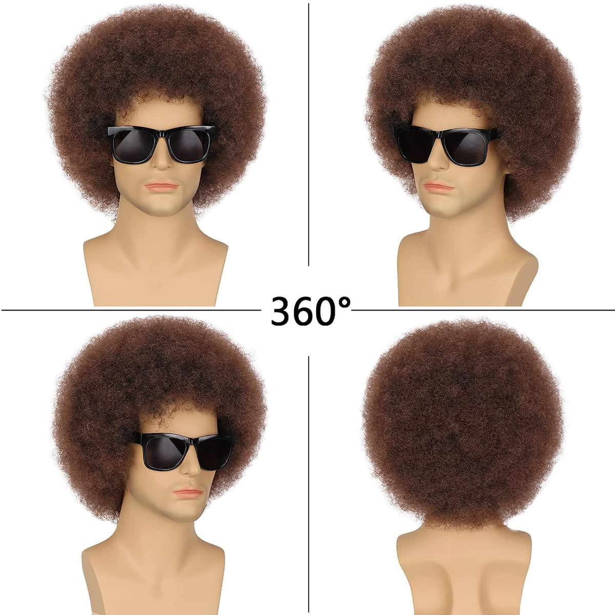 G&amp;T Wig Peluca afro para hombres, de los años 70 y 80, corta, r...