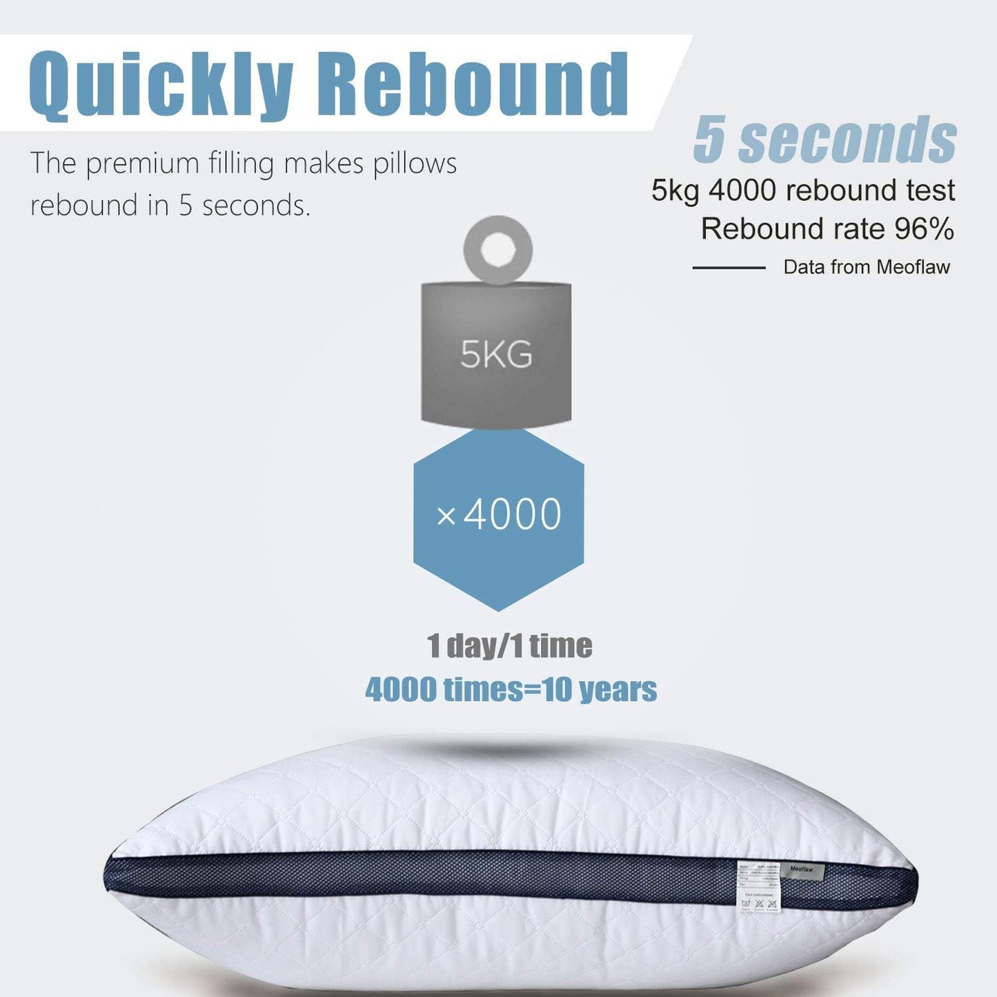 Meoflaw Almohadas para dormir (paquete de 4), almohadas de hotel de...
