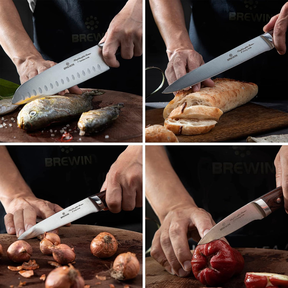 Brewin CHEFILOSOPHI - Juego de 5 cuchillos de chef japoneses con el...