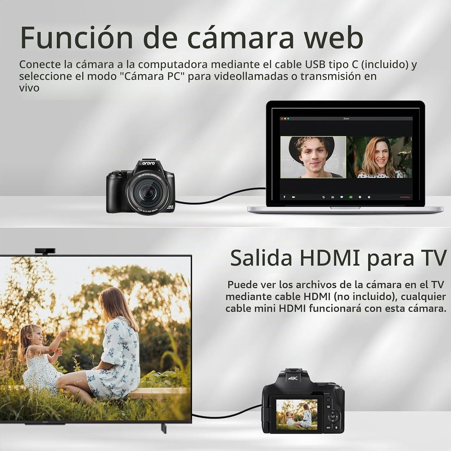 Cámara digital 4K para fotografía y video, cámara de zoom óptico 12...