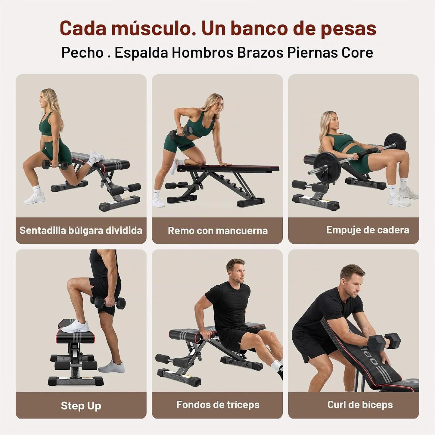 Banco de pesas ajustable YOLEO, certificado ASTM 827LBS | 98% premo...
