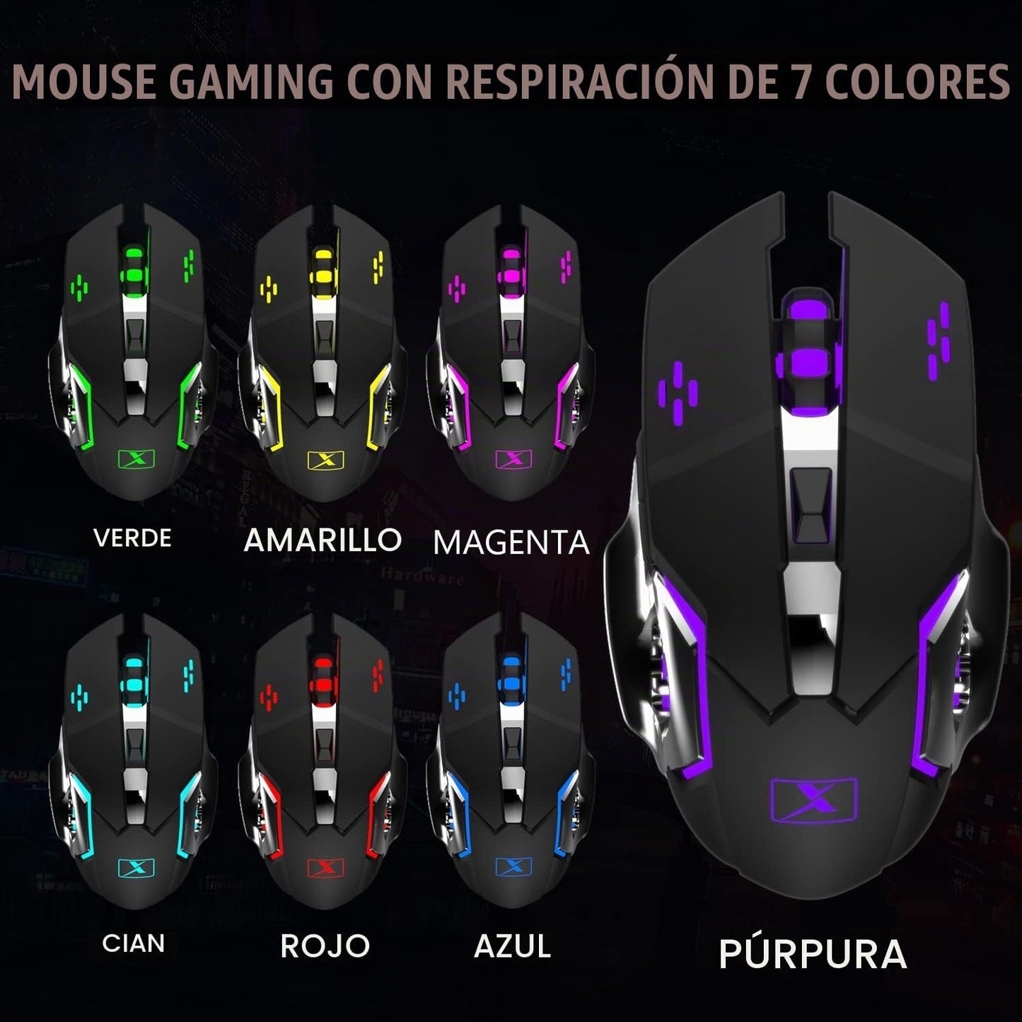 Combo de teclado y mouse inalámbricos para juegos, teclado con retr...