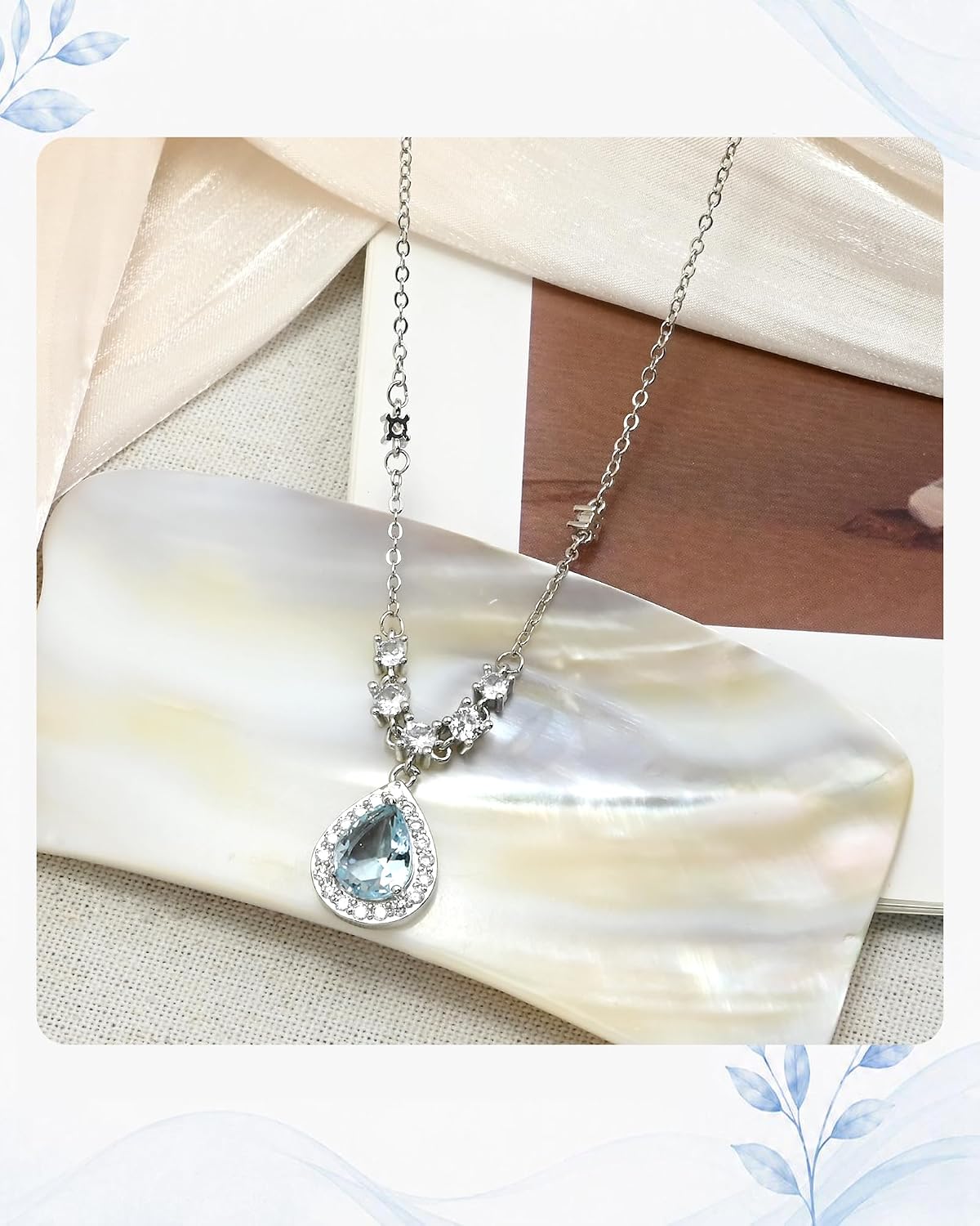 Watforsh Colgante de lágrima de plata con piedra natal de cristal a...