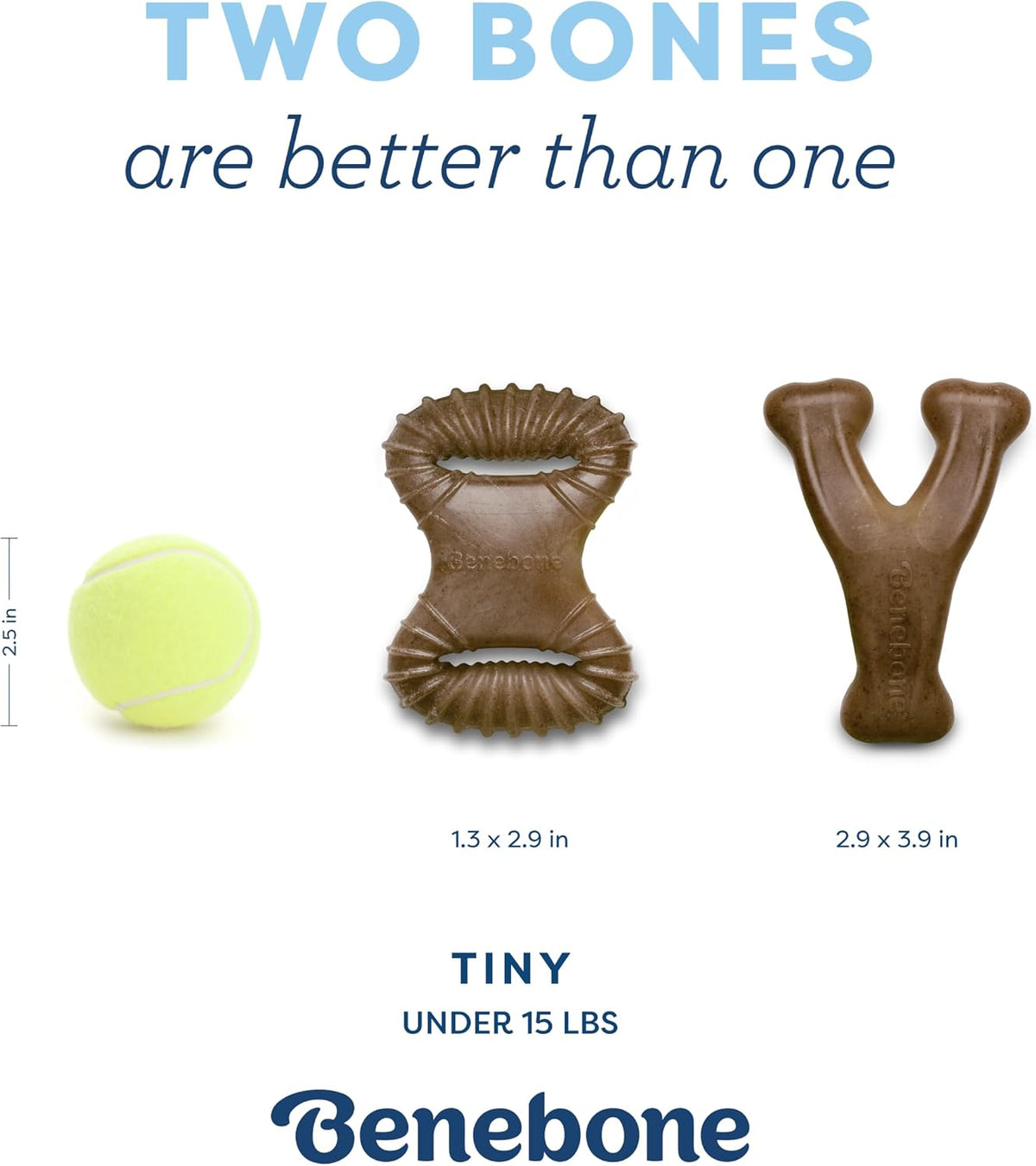 Benebone - Paquete de 2 juguetes para morder dentales\/hueso en for...